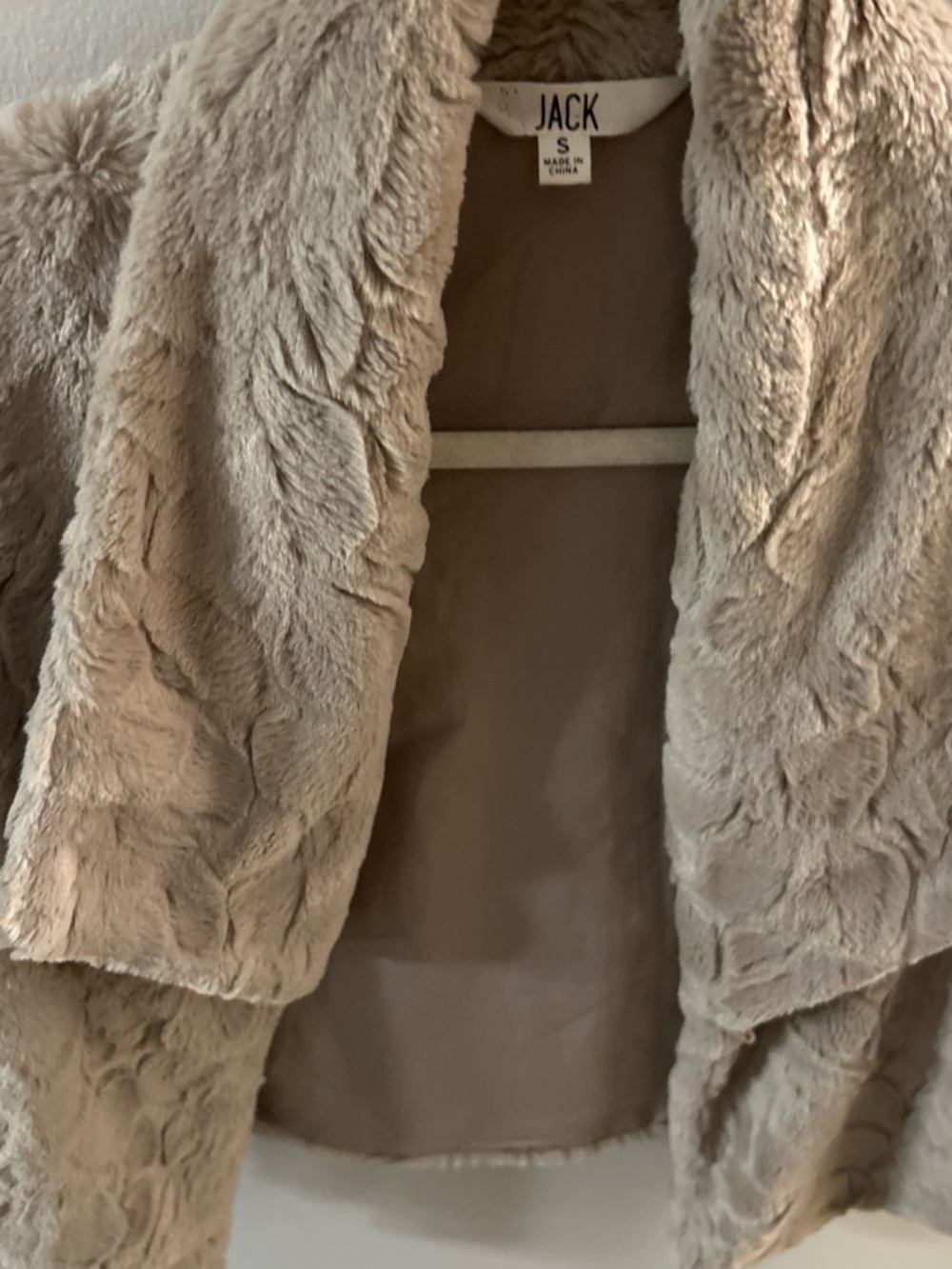 Jack by BB Dakota Plush Taupe Faux Fur Jacket